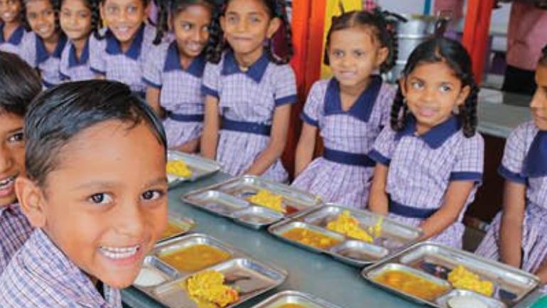 Kids eating a meal